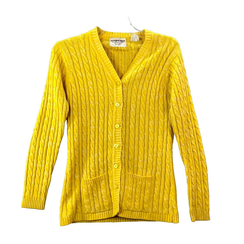 Vintage An Original Import Cardigan Sweater Women Large Cable Knit Cozy Academia